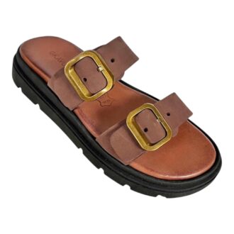 Γυναικεία Flatform Χειροποίητα Δερμάτινα Σανδάλια GKAVOGIANNIS ΚΑΦΕ - 655